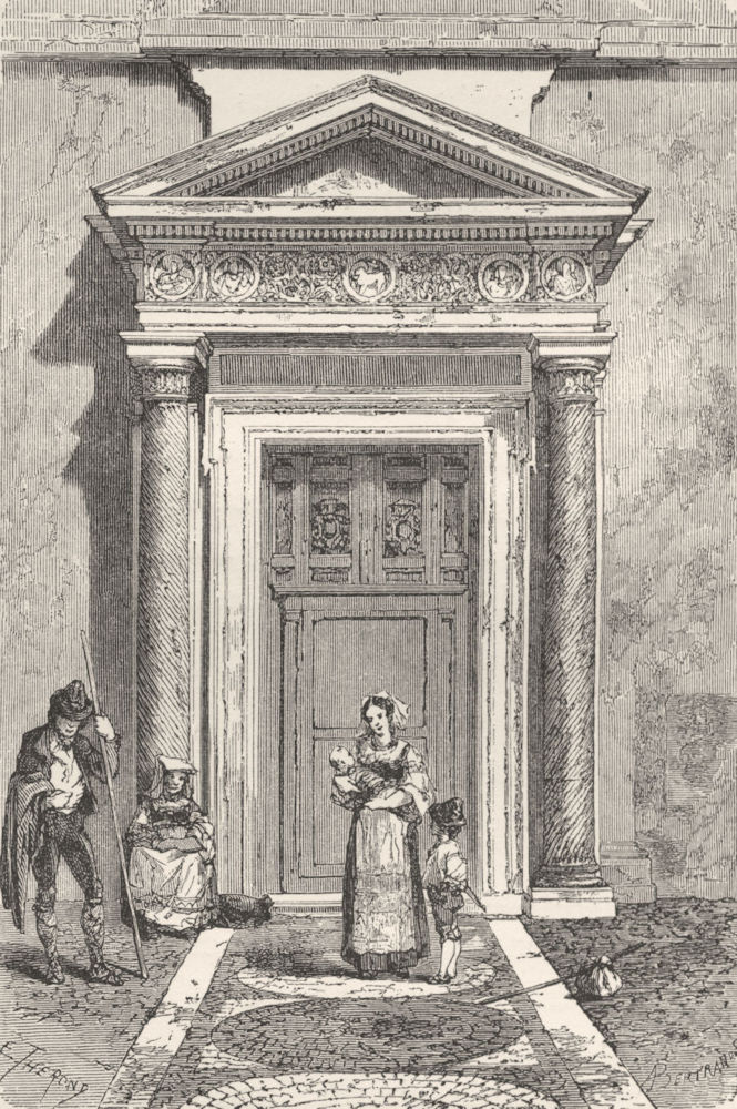 ROME. Door of Santa Pudenziana 1872 old antique vintage print picture