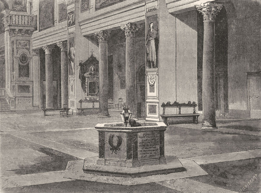 ROME. Interior of S Prassede 1872 old antique vintage print picture