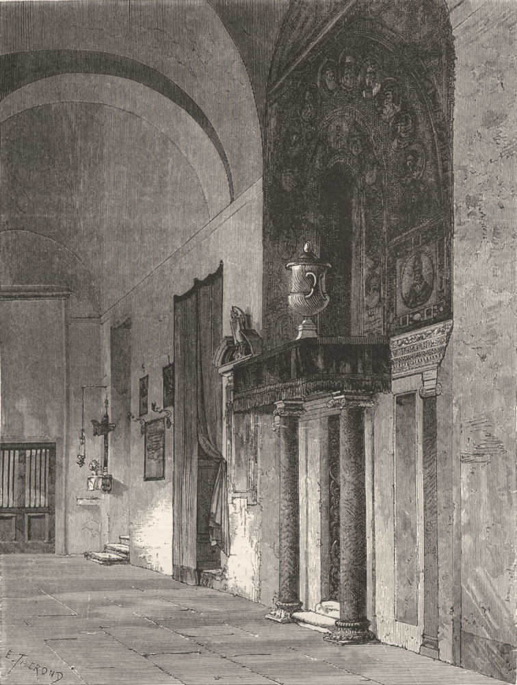 ROME. Door of Colonna Chapel, Prassede 1872 old antique vintage print picture