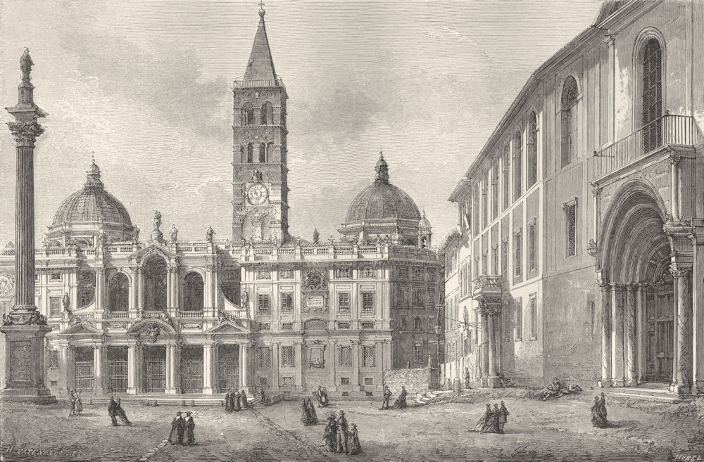 Associate Product ROME. Sta Maria Maggiore-Benedict XIV-Sant' Antonio 1872 old antique print