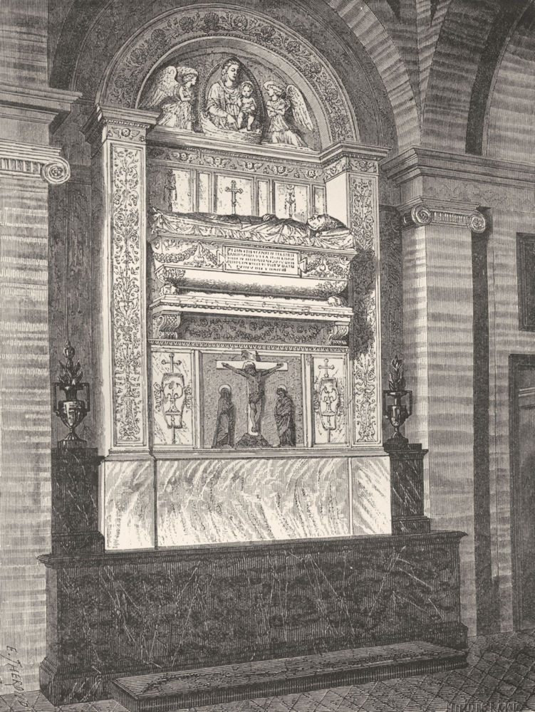 Associate Product ROME. William Rocca tomb(Sta Maria Del Popolo) 1872 old antique print picture