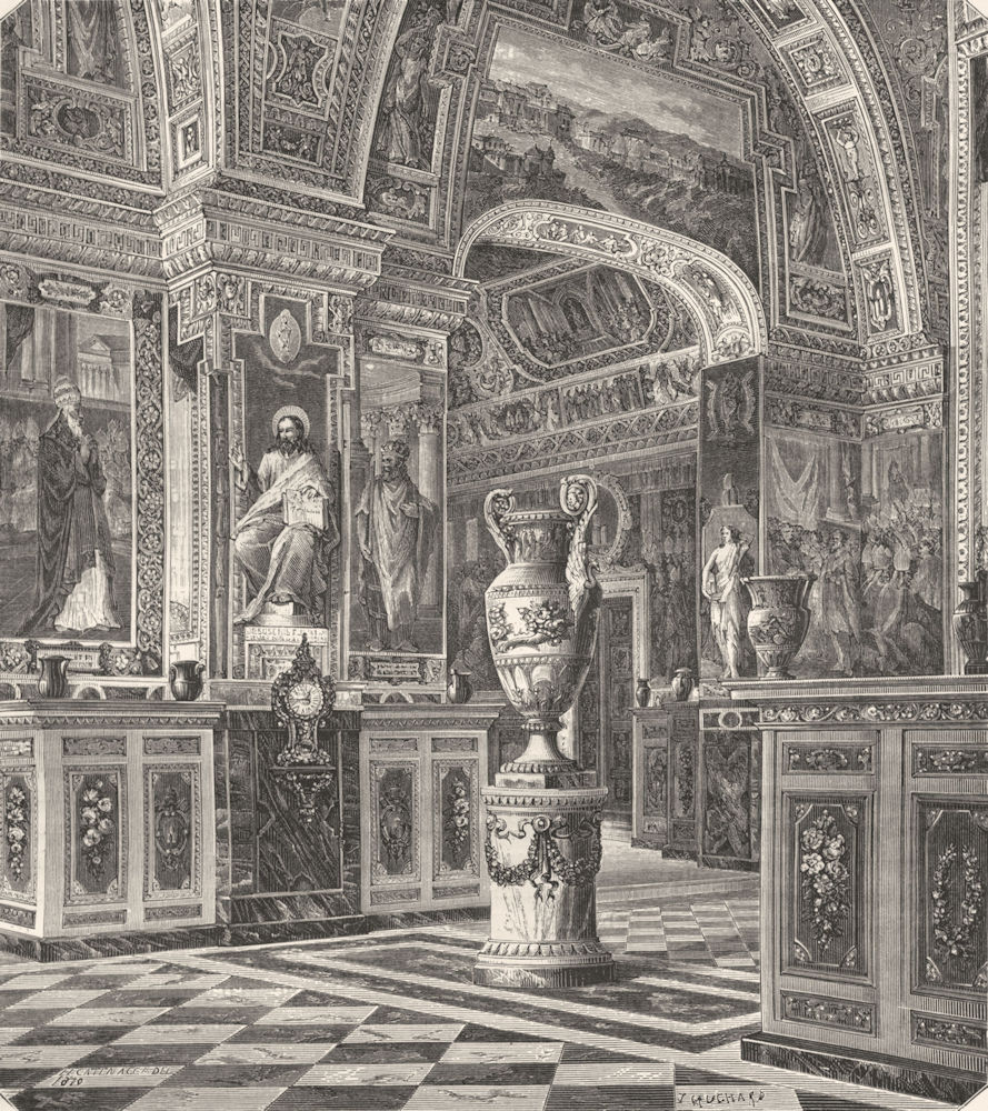 VATICAN. Vatican Library 1872 old antique vintage print picture