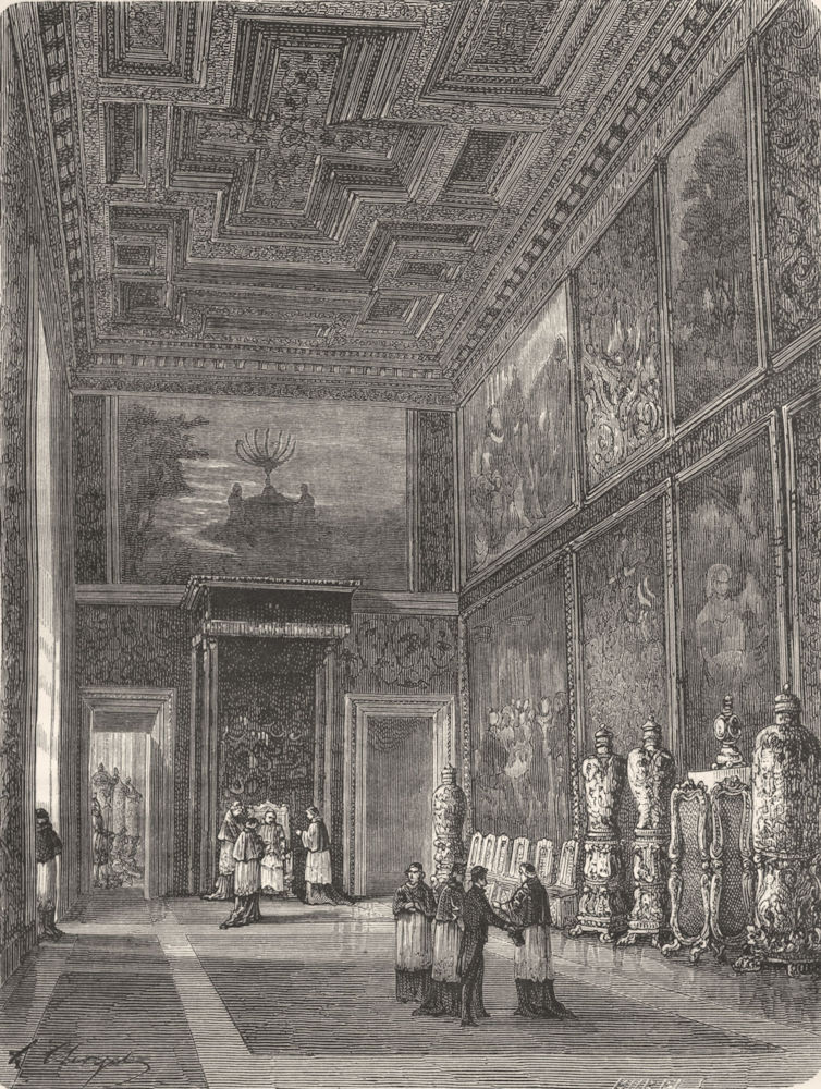 VATICAN. Throne room  1872 old antique vintage print picture