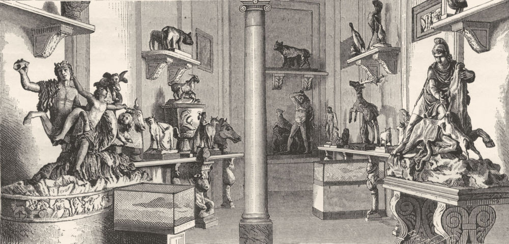 VATICAN. Hall of animals(Museo Pio-Clementino) 1872 old antique print picture