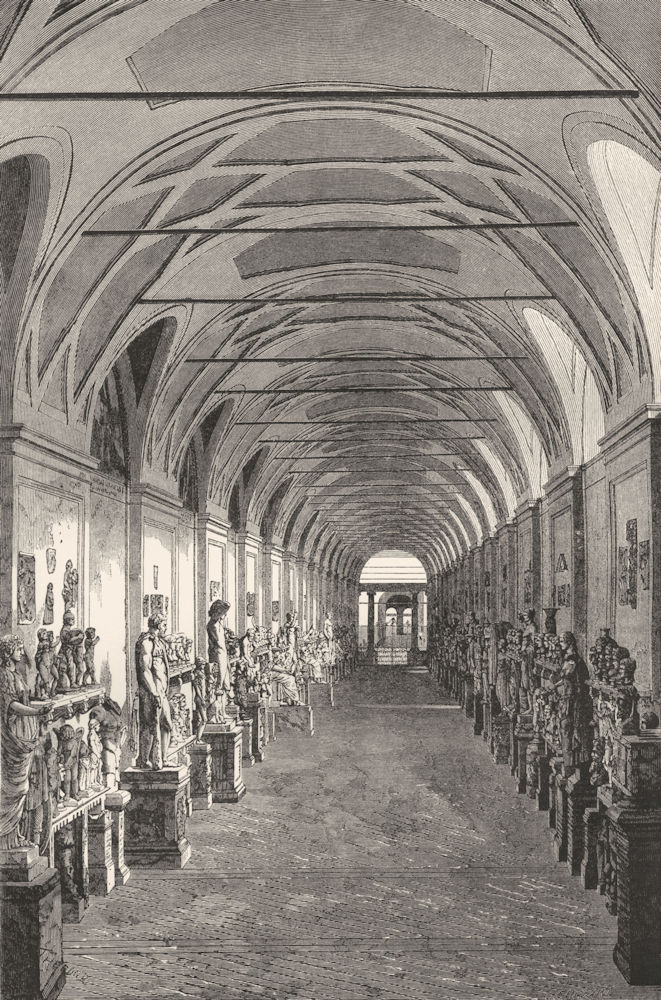 VATICAN. The Chiaramonti Gallery 1872 old antique vintage print picture