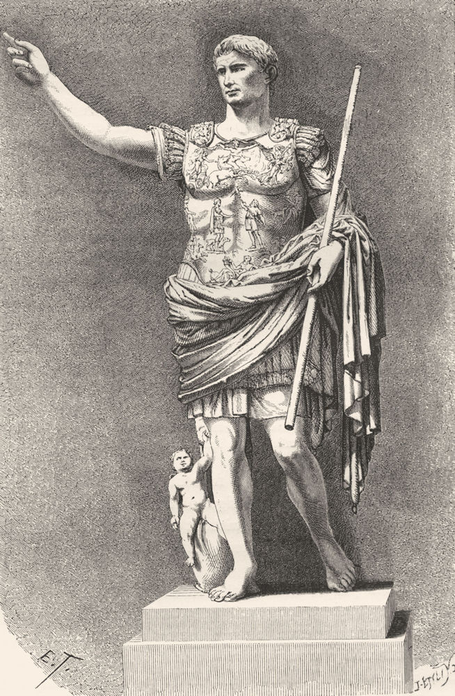 VATICAN. Augustus(Bracchio Nuovo) 1872 old antique vintage print picture
