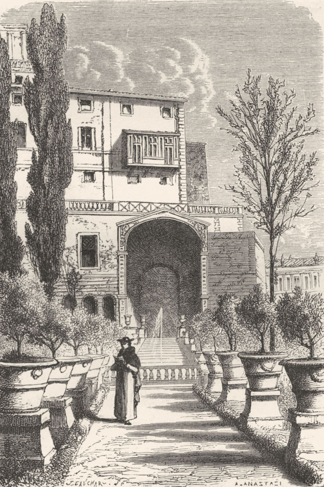 VATICAN. Exit from Pontifical Garden 1872 old antique vintage print picture