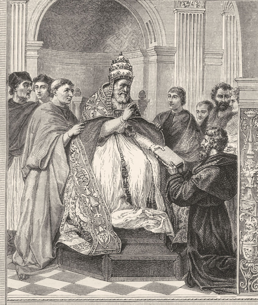 VATICAN. Gregory IX, Decretals-Camera Segnatura 1872 old antique print picture