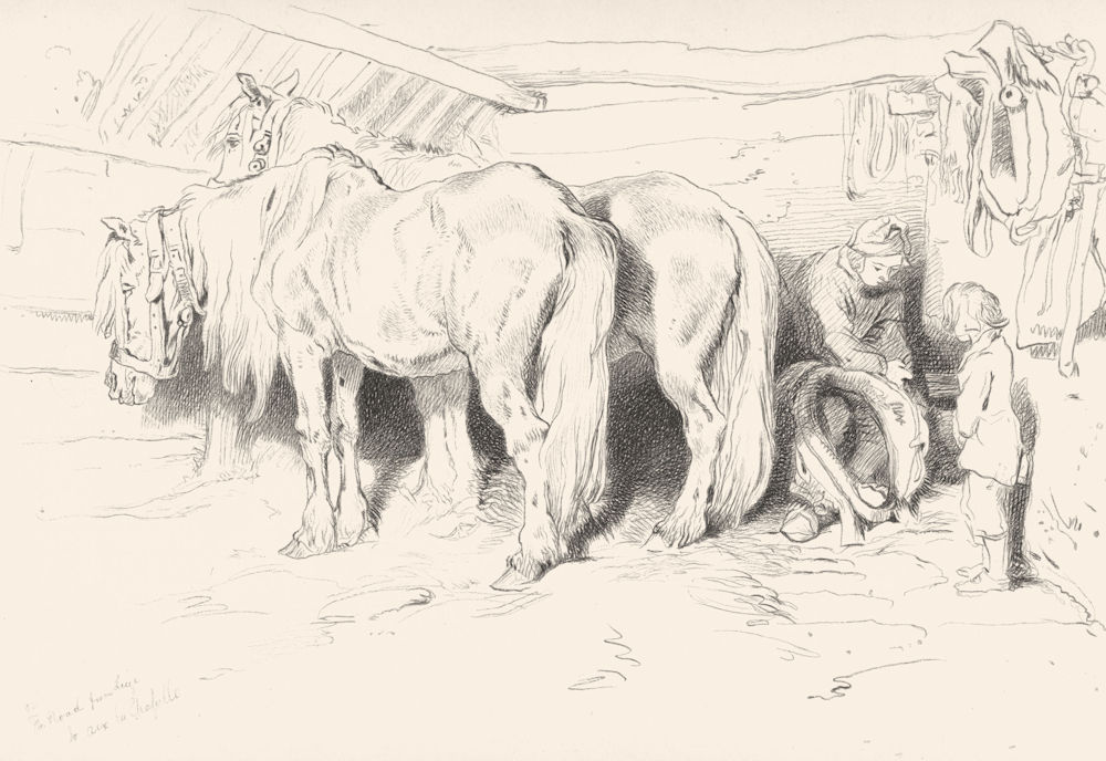 HORSES. The Stable-Landseer c1880 old antique vintage print picture