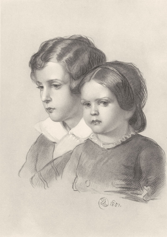 CHILDREN. Lad and Lassie-Landseer c1880 old antique vintage print picture