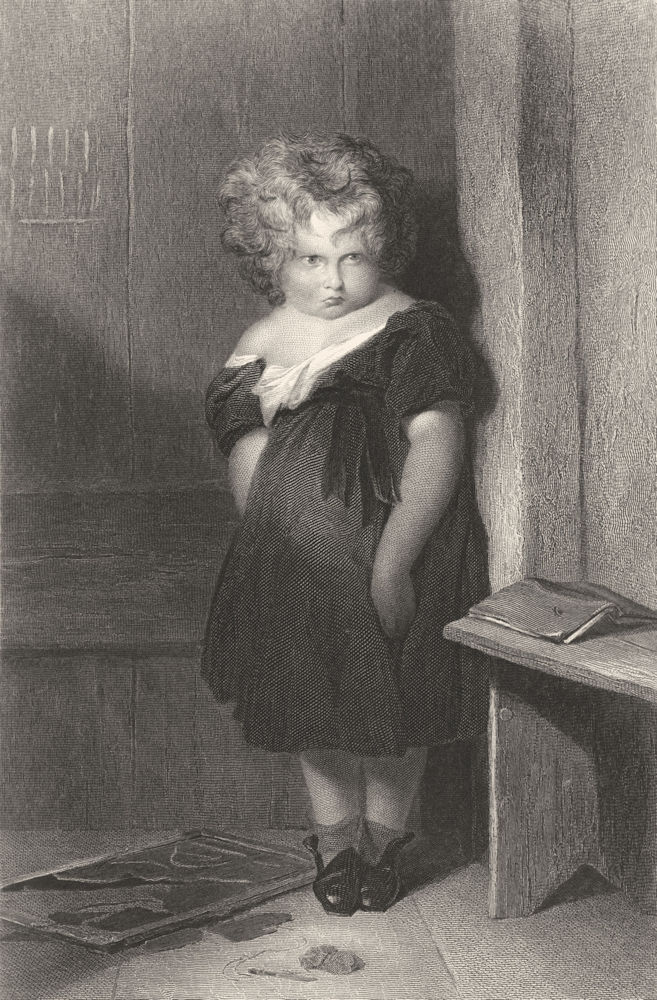 CHILDREN. Naughty boy-Landseer Finden c1880 old antique vintage print picture