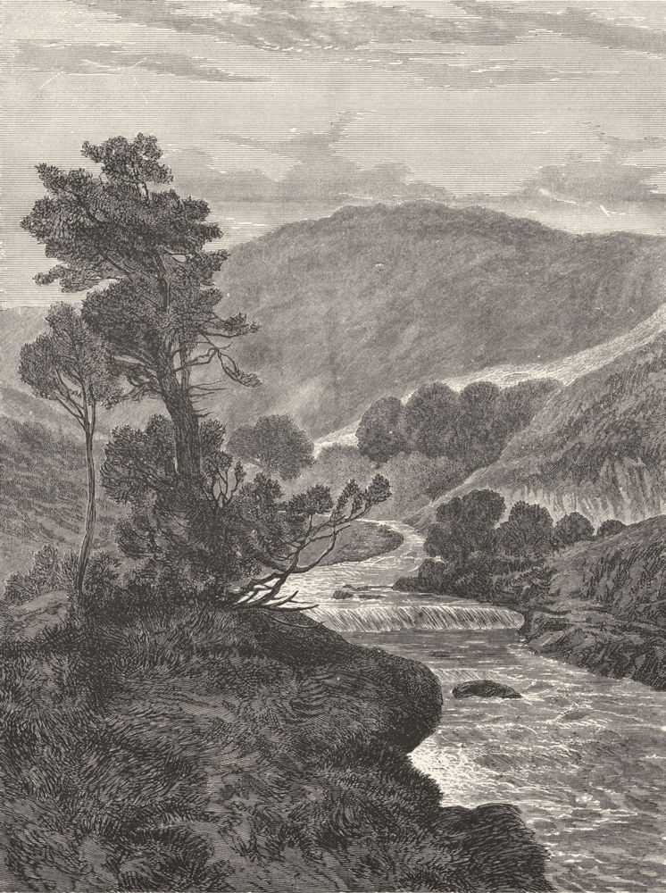 SCOTLAND. Highland Mountain stream-Landseer c1880 old antique print picture
