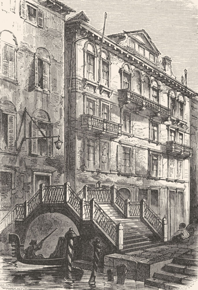 VENICE. Daniel Manin's house, San Paternian 1880 old antique print picture