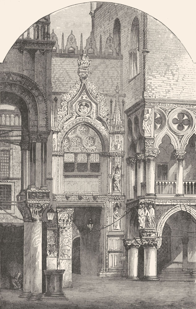 VENICE. Porta Della Carta-Ducal Palace, Piazzetta 1880 old antique print