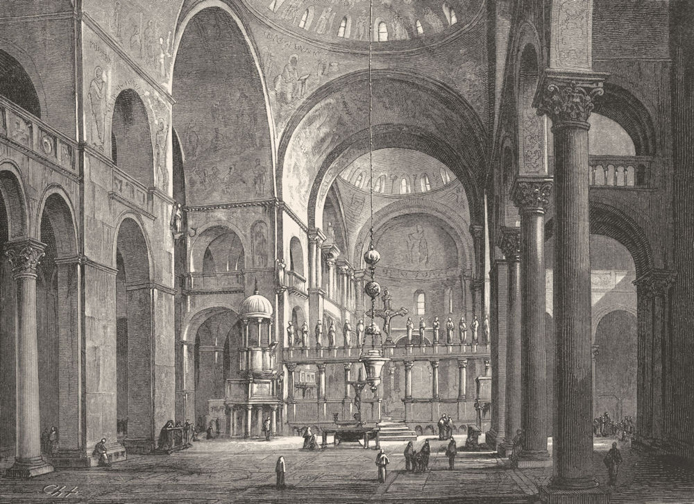 VENICE. Basilica of St Mark 1880 old antique vintage print picture