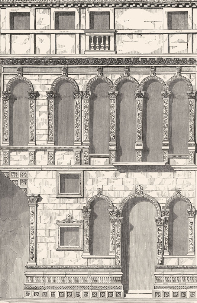 VENICE. Casa Guisetti, Strada Della Fava-Renaissance 1880 old antique print
