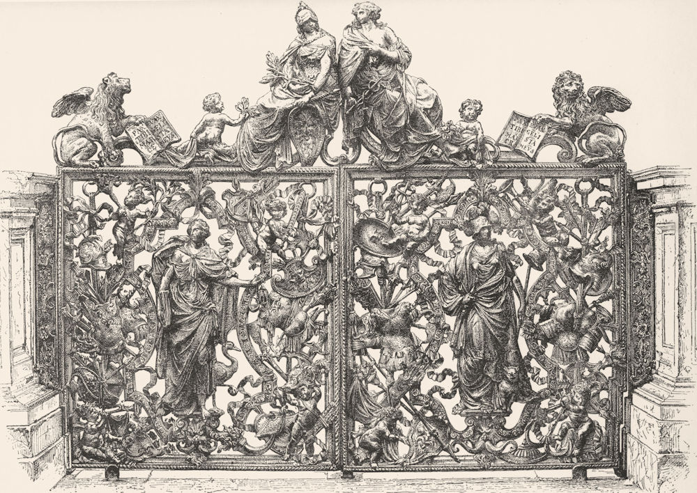 VENICE. Bronze gates of Loggetta-Antonio Gai 1880 old antique print picture
