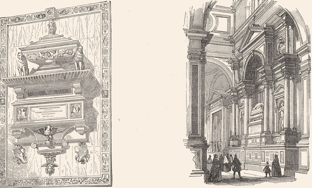 Associate Product VENICE. Bernardo, Frari; Doge Veniero, San Salvatore 1880 old antique print