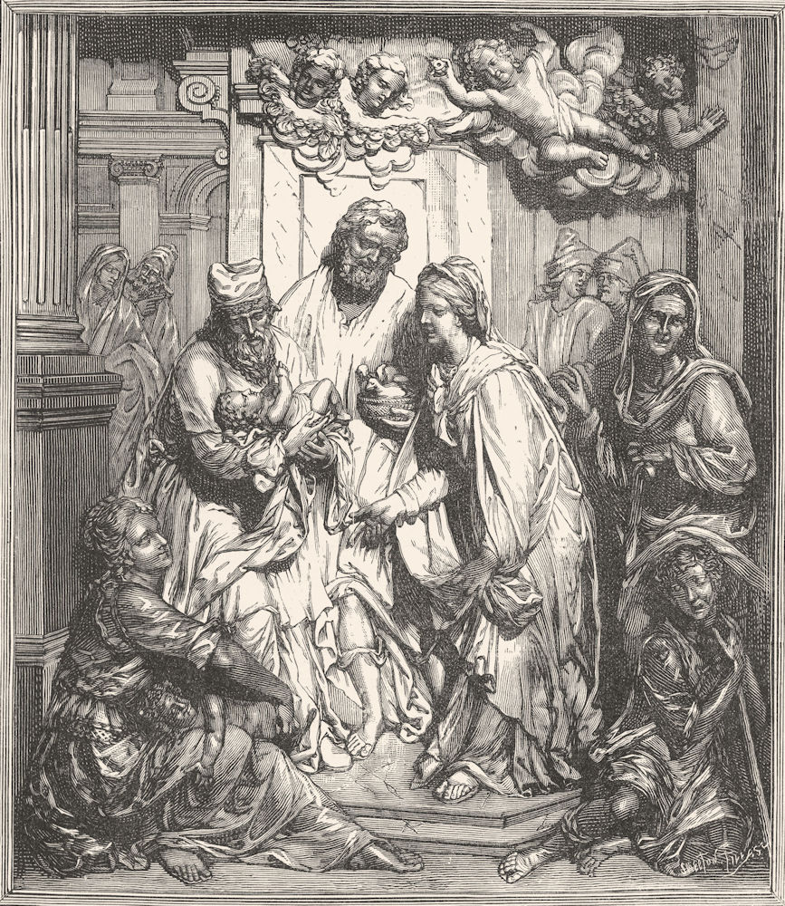 VENICE. Bas-relief. Purification, Tagliapietra 1880 old antique print picture