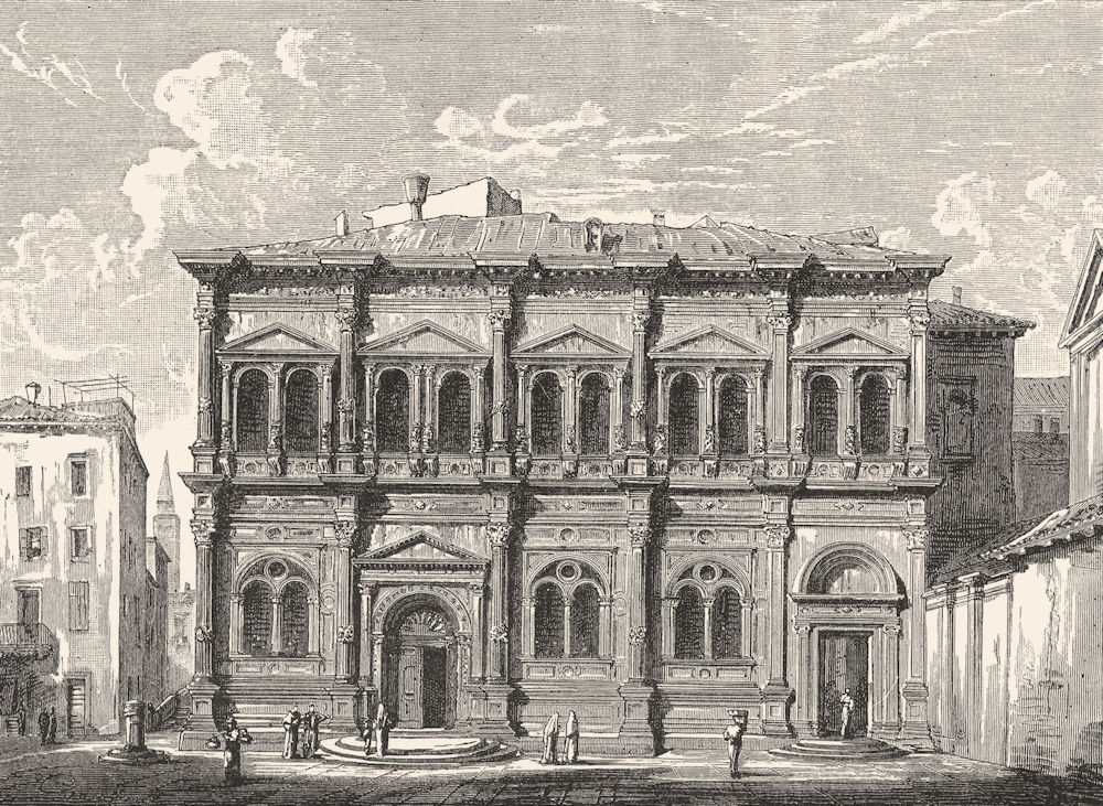 VENICE. Scuola di San Rocco, Lombardo & Scarpagnino 1880 old antique print