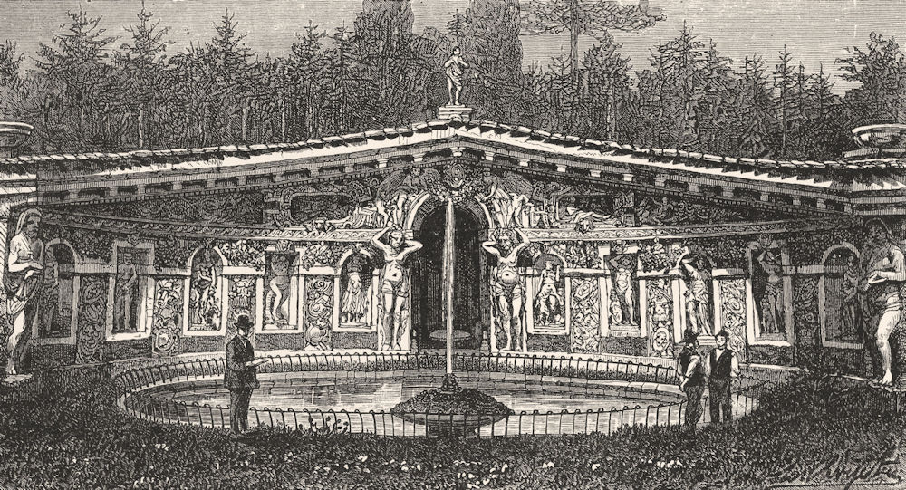 Associate Product VENICE. Fountain, Vittoria, Villa Barbaro-Masere 1880 old antique print