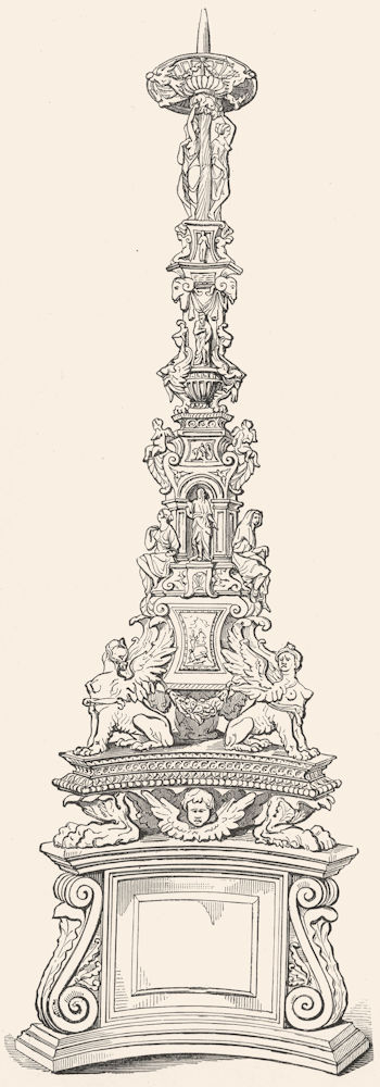 VENICE. Candelabra in bronze-Sta Maria Maggiore 1880 old antique print picture