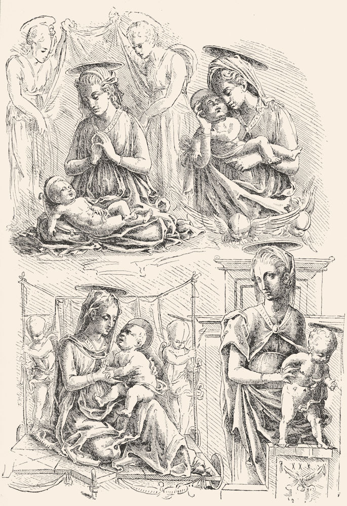 Associate Product VENICE. Madonnas-Mantegna, Padua 1880 old antique vintage print picture