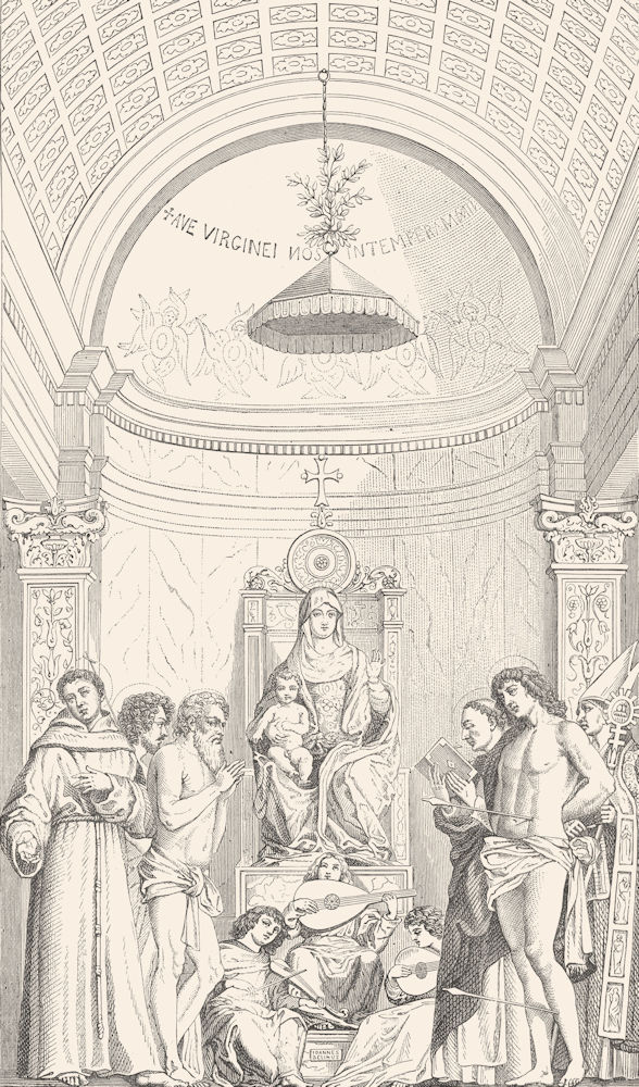 Associate Product VENICE. Madonna & 6 Saints-Giovanni Bellini-Academy 1880 old antique print