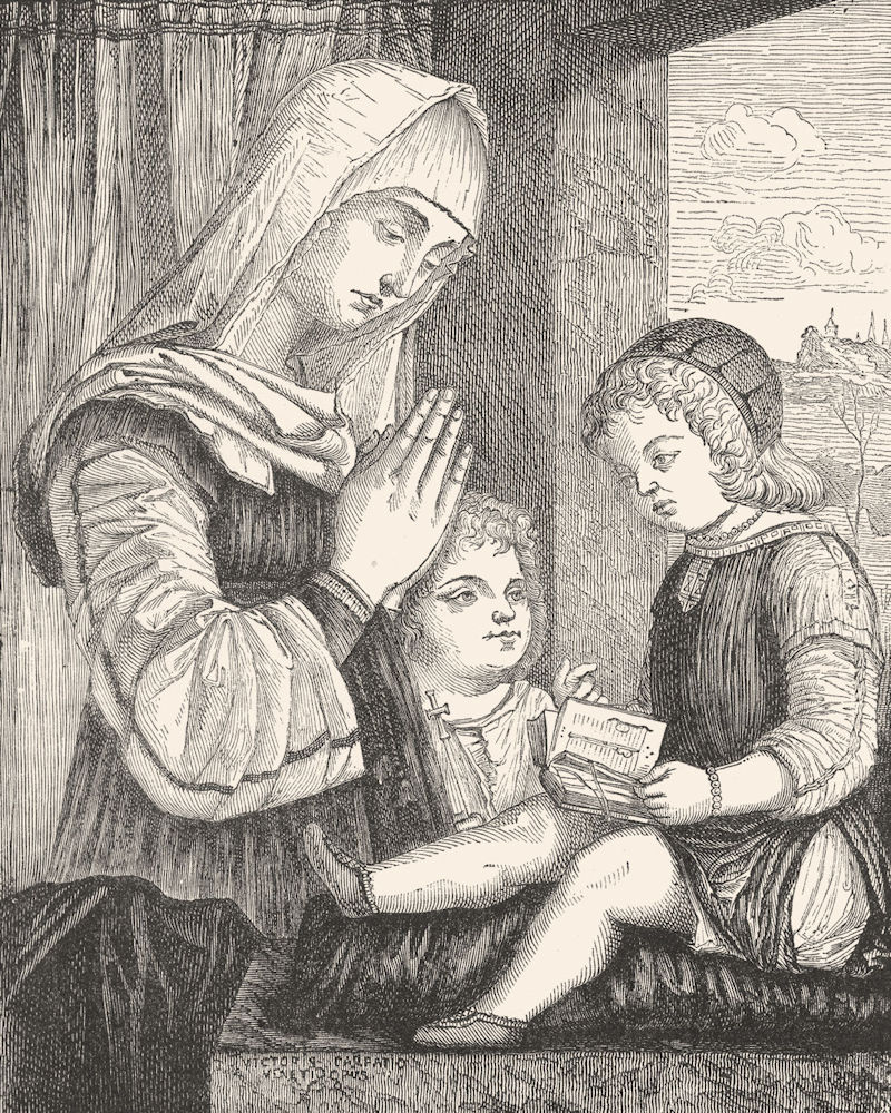 VENICE. Virgin with Jesus & St John-Carpaccio 1880 old antique print picture
