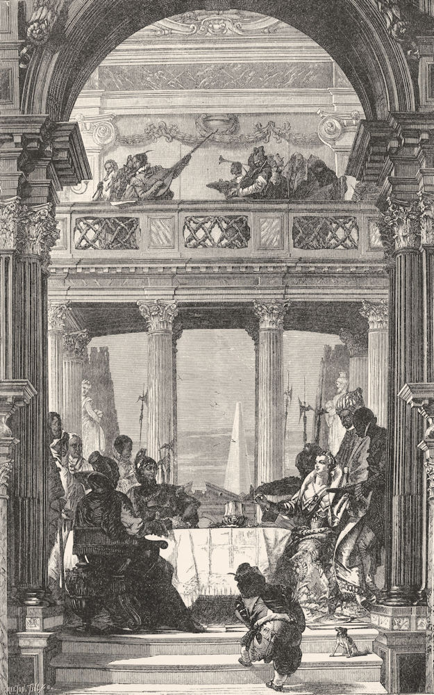 VENICE. Antony & Cleopatra-feast-Tiepolo 1880 old antique print picture