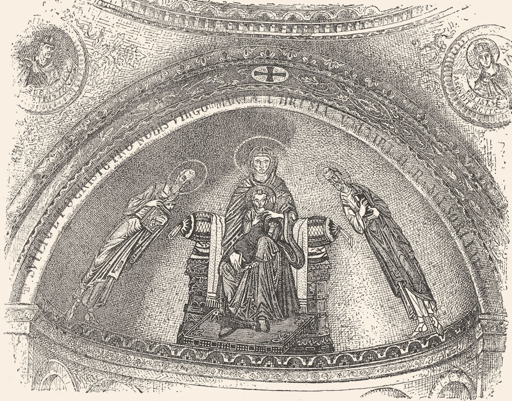 VENICE. Mosaic of 11th century, Atrium St Mark's 1880 old antique print
