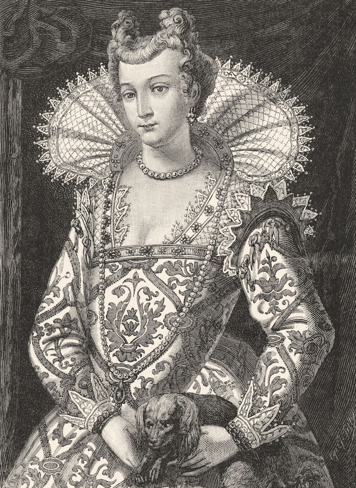 VENICE. Venetian lady, 16th Century-Giacomo Franco 1880 old antique print