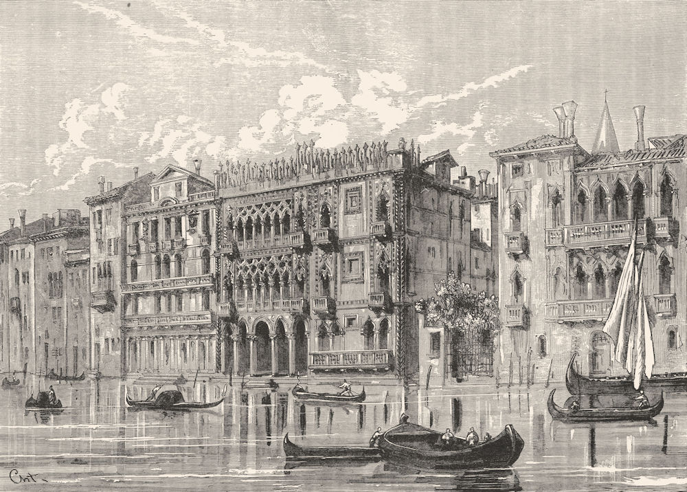 VENICE. The Casa Doro-Grand Canal 1880 old antique vintage print picture