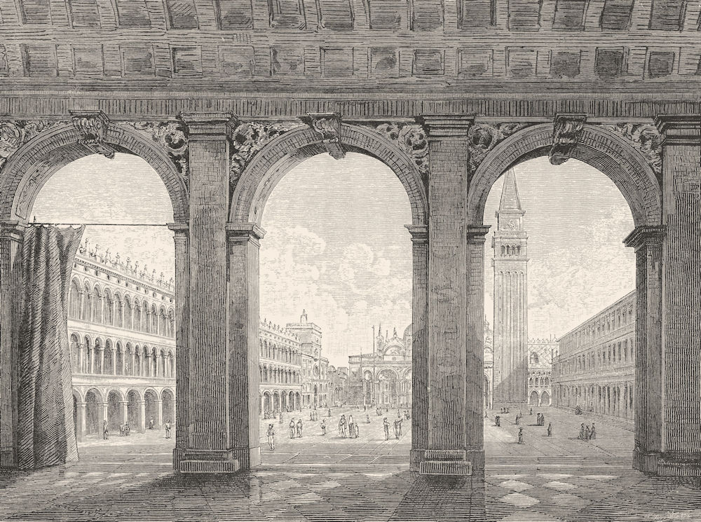 VENICE. The Piazza di San Marco 1880 old antique vintage print picture