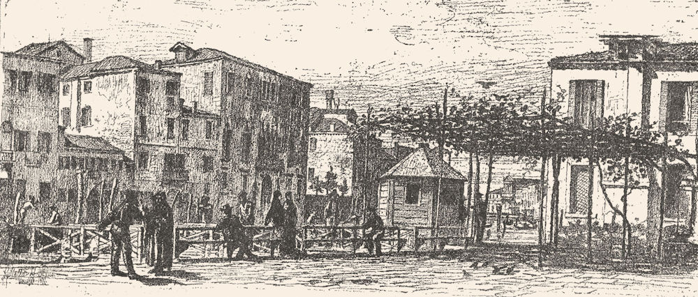 VENICE. The Traghetto de San Vitale 1880 old antique vintage print picture