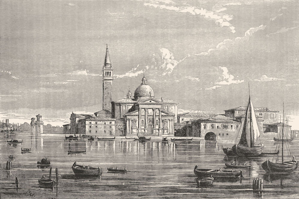Associate Product VENICE. Isle & Church of San Giorgio Maggiore 1880 old antique print picture