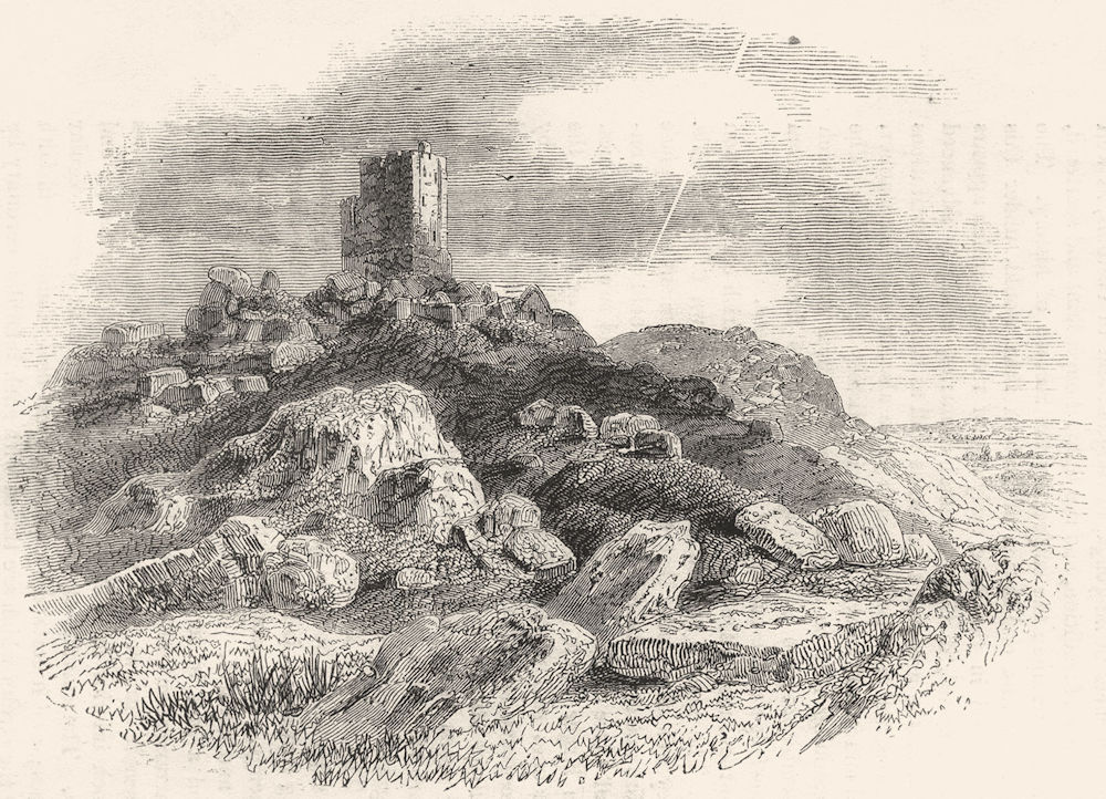 CORNWALL. Carn Brae Castle 1845 old antique vintage print picture