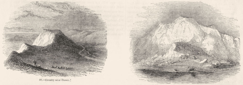 KENT. Country Dover; Cliffs 1845 old antique vintage print picture