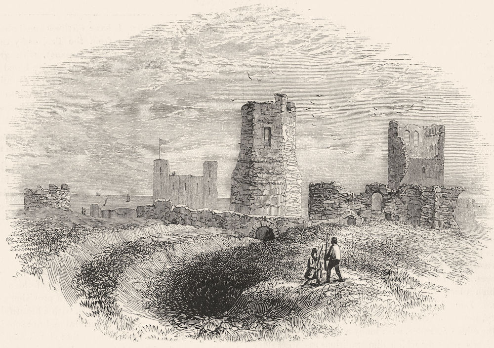 Associate Product DOVER CASTLE. Roman Lighthouse, Church & Trench 1845 old antique print picture