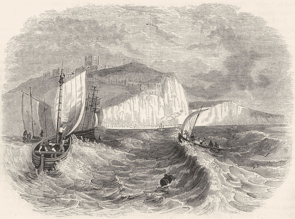 KENT. Dover Cliffs 1845 old antique vintage print picture