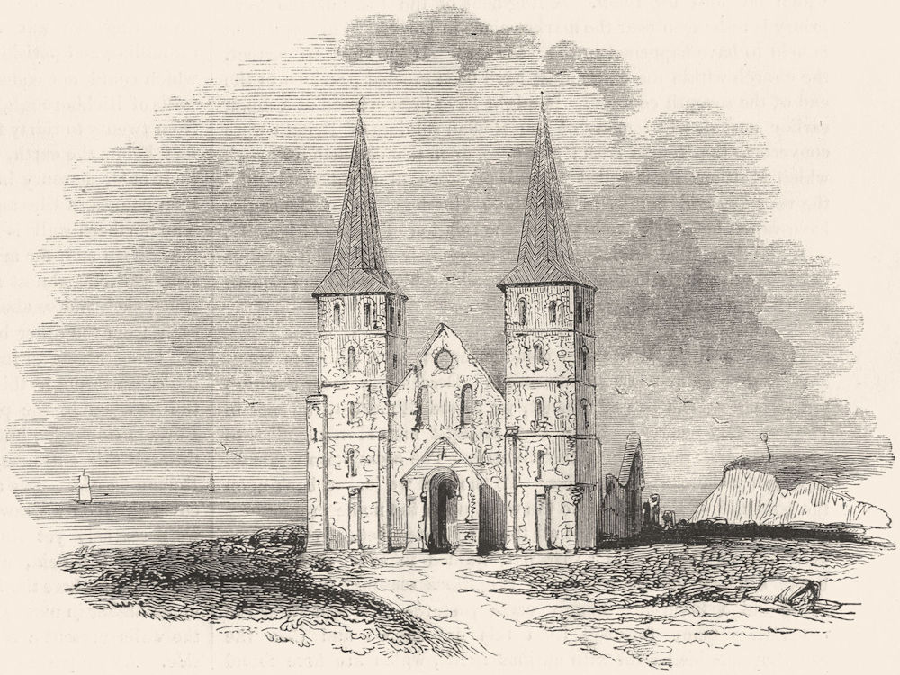 KENT. Ruins, church Reculver 1845 old antique vintage print picture