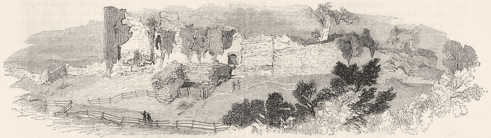 SUSSEX. Ruins, Pevensey Castle 1845 old antique vintage print picture