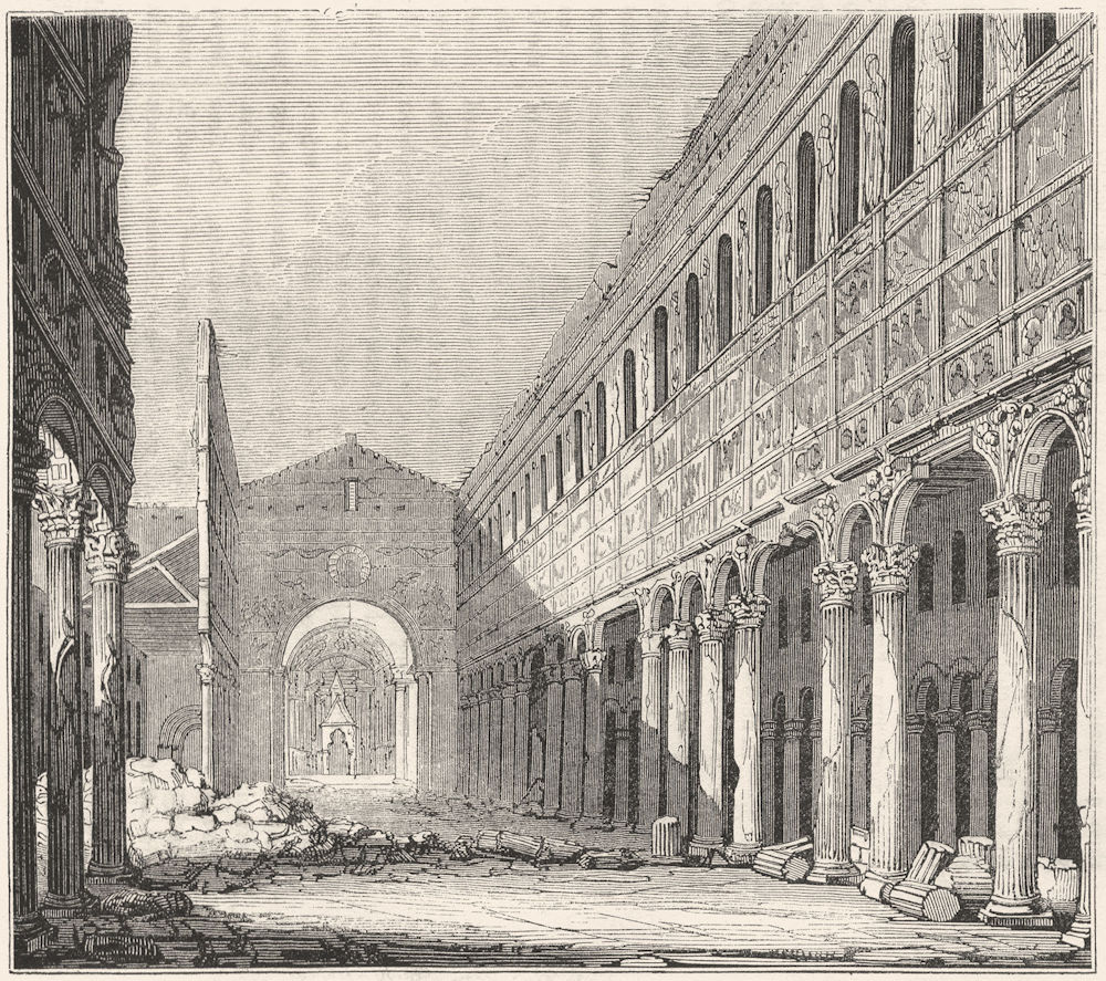ROME. Basilica of St Paul, 1823 1845 old antique vintage print picture