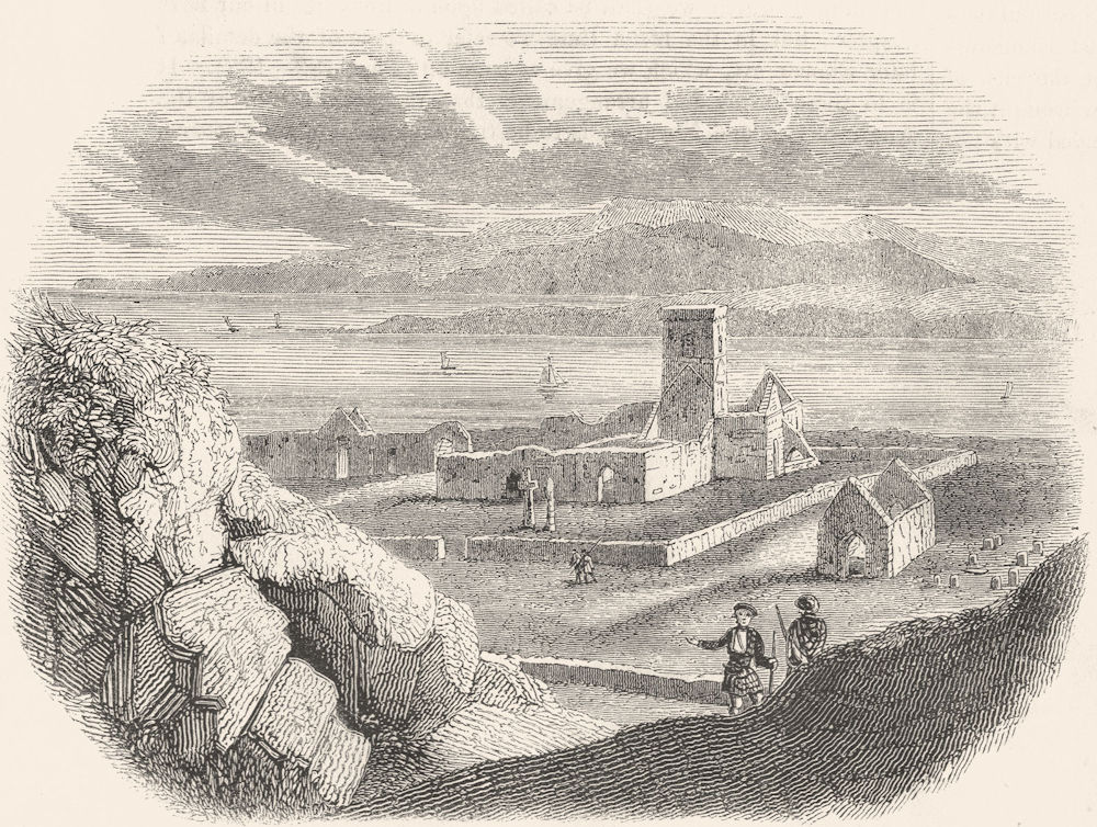 SCOTLAND. Ruins, Monastery of Iona, or I-Columb kill 1845 old antique print