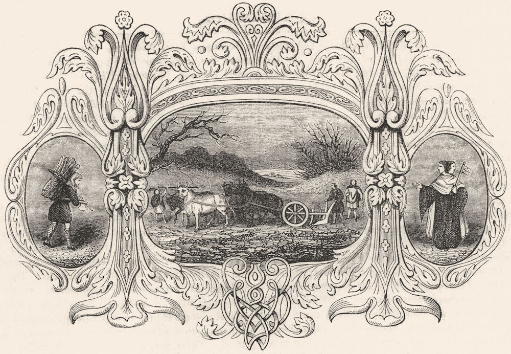 TRIBAL. Saxon Emblems of month 1845 old antique vintage print picture