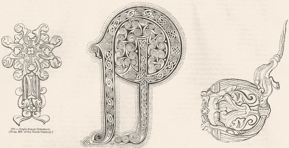 Associate Product SAXONS. Ornaments & letters(8th & 10th Century) 1845 old antique print picture