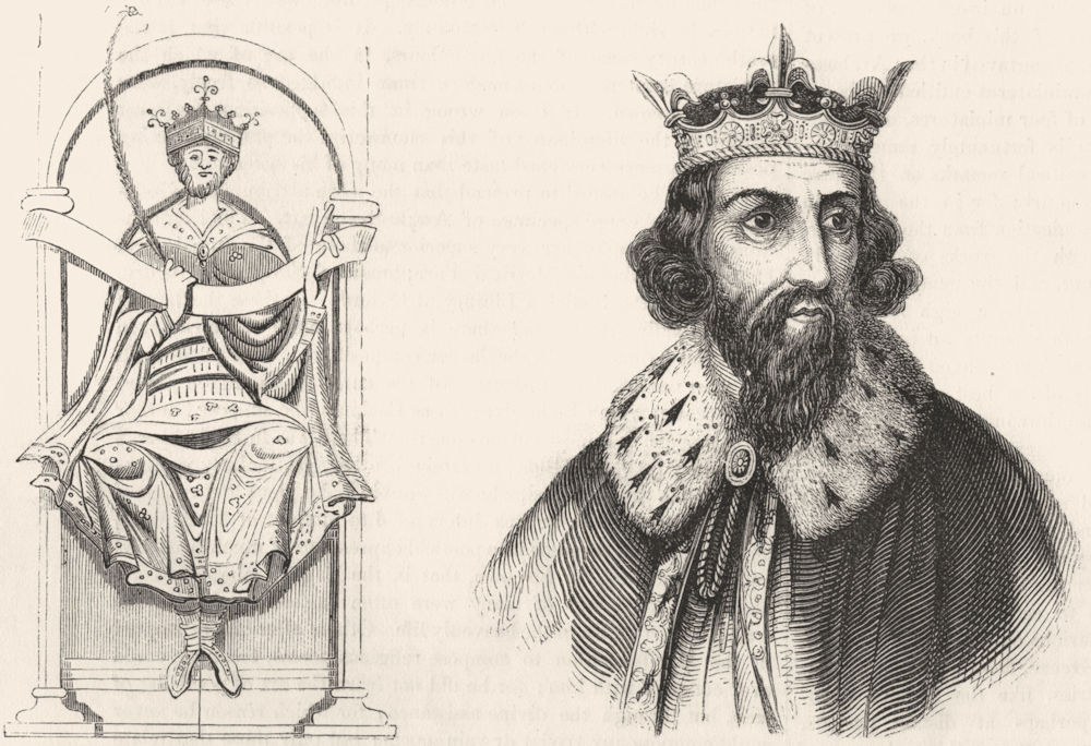 KINGS. King Edgar ; Alfred 1845 old antique vintage print picture