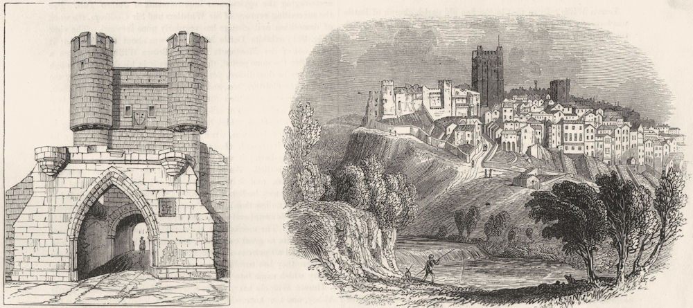 YORKS. Walmsgate Barbican, York; Richmond  1845 old antique print picture