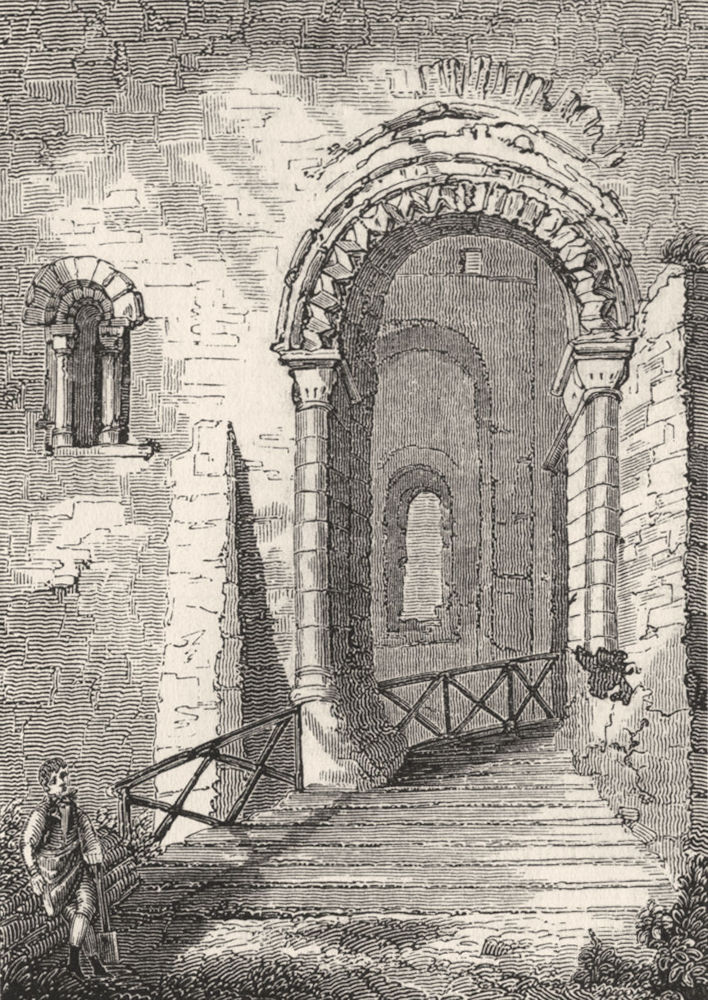 KENT. Entrance of Rochester Castle 1845 old antique vintage print picture
