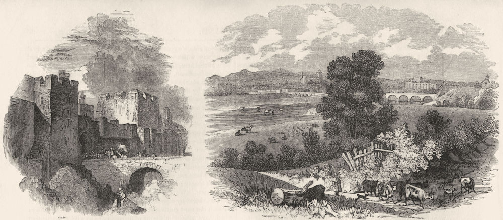 CUMBS. Carlisle castle ; Carlisle 1845 old antique vintage print picture